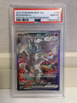 2025 POKEMON WHT EN-WHITE FLARE SPECIAL ILLUSTRATION RARE RESHIRAM EX PSA 10 - Image 1
