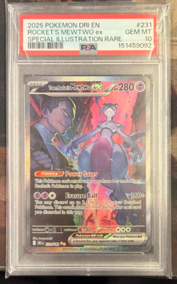2025 POKEMON DRI EN-DESTINED RIVALS #231 TEAM ROCKET'S MEWTWO EX PSA 10 - Image 1