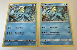 Pokemon TCG Vaporeon S&M Hidden Fates 18/68 Holo Rare Card NM x1 - Image 2
