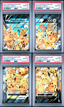 2021 Pokemon Celebrations Pikachu V-Union PSA 10 Sequential 4 Card Set SWSH - Image 1