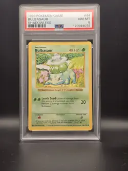 1999 Pokemon TCG Bulbasaur Shadowless Base Set PSA 8 Mint 44/102 - Image 1