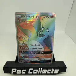 Charizard GX 150/147 LP Rainbow Secret Rare S&M Burning Shadows Pokemon TCG - Image 1