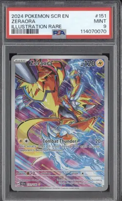 Zeraora 2024 Pokemon Stellar Crown SCR 151/142 Illustration Rare PSA 9 - Image 1