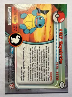 1999 Polemon Card TOPPS - #07 Squirtle - Series 1 Blue Logo Unlimited Vintage NM - Image 2