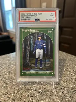George Springer- 2023 Topps X Bob Ross Joy of Baseball Sap Green Blue Jays /75 - Image 1