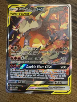 Reshiram & Charizard GX SM201 Tag Team Promo Card with Sleeve - Image 1