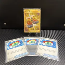Pokemon Item Lot Of 4 With Poke Pad And Trekking Shoes Some Playable Cards - Image 1