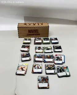 Marvel Champions The Card Game Lot Wood Storage Box Approx 300 Cards See Photos - Image 1