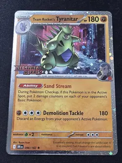 Team Rockets Tyranitar Destined Rivals Pre Release Promo Card 096/182 NM - Image 1
