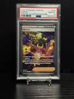 2024 POKEMON TWM EN-TWILIGHT MASQUERADE SPECIAL ILLUSTRATION RARE KIERAN PSA 10 - Image 1
