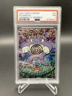 2000 Pokemon Topps Chrome Series 1 Sparkle Poliwrath #62 PSA 7 - Image 1
