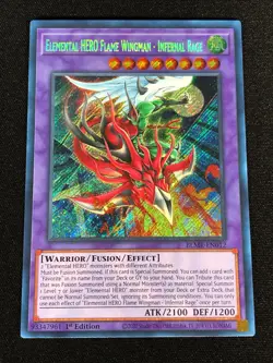 Yugioh Elemental Hero Flame Wingman Infernal Rage BLMR-EN012 1st Secret (NM) - Image 1