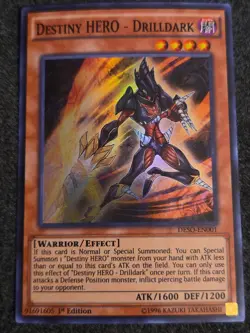 Yu-Gi-Oh! Destiny HERO - Drilldark 1st Ed. DESO-EN001 Super Rare VLP x1 - Image 1