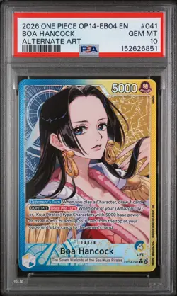 2026 One Piece OP14-EB04-The Azure Sea's Seven Boa Hancock #041 Alt Art PSA 10 - Image 1