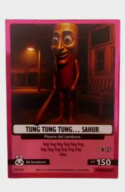Tung Tung Tung Sahur Italian Brainrot Trading Card Game Carta Rara Holo - Image 1