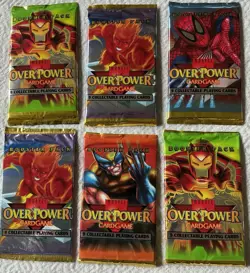 Fleer Marvel OverPower Card Game Booster Packs 6 Iron Man Spider-Man Wolverine - Image 1