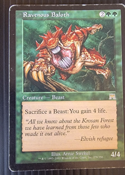 MTG Magic the Gathering Ravenous Baloth (278/350) Onslaught LP - Image 1