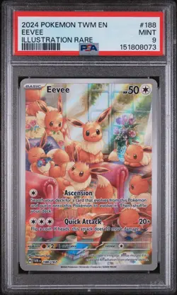 Pokemon TCG Eevee 188/167 Sv06: Twilight Masquerade Illustration PSA 9 - Image 1