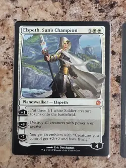 2x MTG Elspeth, Sun's Champion Theros NM 9/249 Planeswalker X2 & Emblem - Image 4