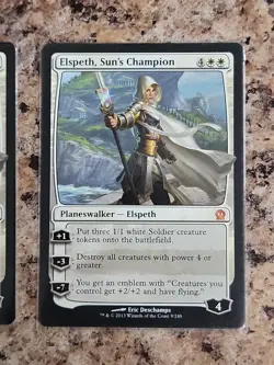 2x MTG Elspeth, Sun's Champion Theros NM 9/249 Planeswalker X2 & Emblem - Image 5