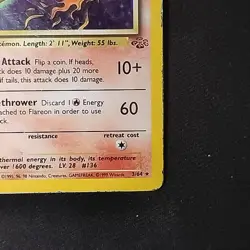 Pokemon TCG Flareon Jungle 3/64 Unlimited Holo Rare MP - Image 4
