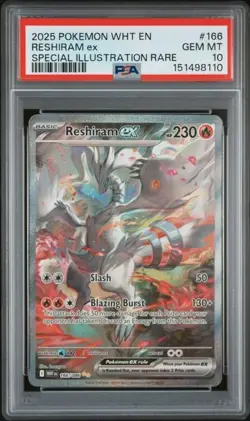 RESHIRAM EX White Flare Special Illustration Rare #166 PSA 10 Pokemon - Image 1