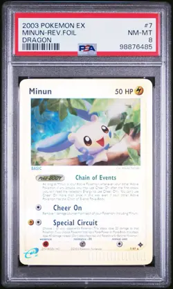 2003 Pokemon EX Dragon 7 Minun-Reverse Foil PSA 8 - Image 1