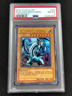Yugioh 2010 Blue Eyes White Dragon LOB-001 PSA 8 Ultra Rare - Image 1