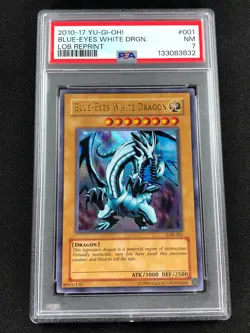 Yugioh 2010 Blue Eyes White Dragon LOB-001 PSA 7 Ultra Rare - Image 1