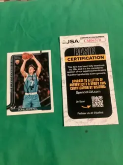 2025 Topps Kon Knueppel in person signed rc rookie card with JSA COA HORNETS - Image 1