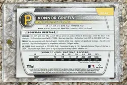 Konnor Griffin 2025 Bowman Paper Signed Card IP Autographed Pirates MLB - Image 3