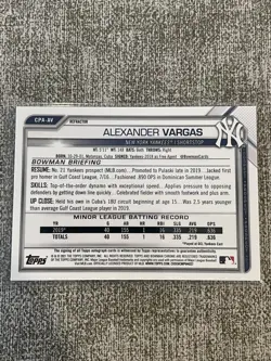 2021 Bowman Alexander Vargas 1st Chrome Auto Speckle Refractor /299 #CPA-AV - Image 3