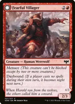 X 1 Fearful Villager NM Innistrad Crimson Vow 157 MTG Magic The Gathering - Image 1