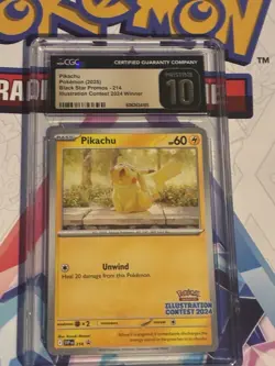 Pokemon Pikachu CGC Pristine 10 Promo 214 Illustration Contest 2024 Winner Card - Image 1