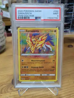 Pokemon TCG Zamazenta 102/185 Swsh04: Vivid Voltage Holo Amazing Rare PSA 9 MINT - Image 1