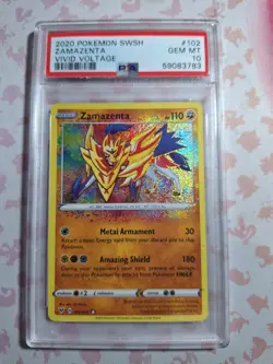 Pokemon Zamazenta Amazing Rare PSA 10 - 102/185 SWSH Vivid Voltage - Image 1