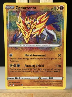 Pokemon TCG Zamazenta Card Vivid Voltage Holo 102/185 Amazing Rare - Image 1