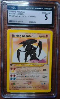 2002 Pokemon Neo Destiny 1st Ed Shining Kabutops #108 CGC 5 EXCELLENT - Image 1