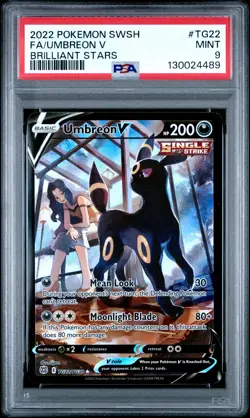 2022 POKEMON SWORD & SHIELD BRILLIANT STARS #TG22 FULL ART/UMBREON V PSA 9 - Image 1