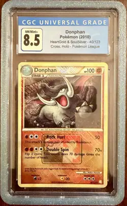 2010 POKEMON HEARTGOLD & SOULSILVER #40 DONPHAN Crosshatch HOLO CGC 8.5 - Image 1