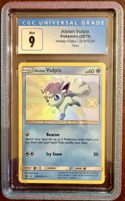 2019 Pokemon Sun & Moon Hidden Fates Alolan Vulpix Holo #SV8 CGC 9 Mint - Image 1
