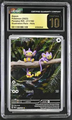 Pokemon Aipom 211/182 Illustration Rare Paradox Rift - CGC 10 PRISTINE - Image 1