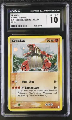 CGC 10 Pokemon English Groudon 102/101 2004 EX Hidden Legends Secret Rare Holo - Image 1