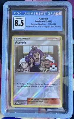 Acerola 112a/147 4TH Place League Promo Alt Art Pokemon CGC Graded 8.5 - Image 1