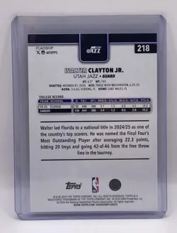2025-26 Topps Walter Clayton Jr. Rookie Foil Pattern Logo #218 Utah Jazz RC - Image 2