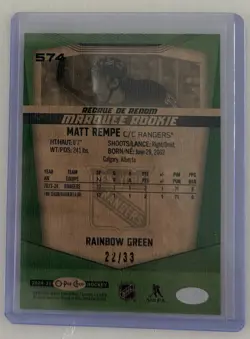 2024-25 O Pee Chee MATT REMPE Marquee Rookie Green Rainbow Foil /33 - Image 2