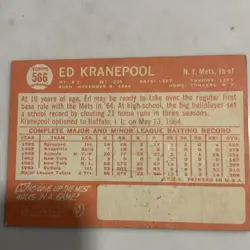 1964 Topps Ed Kranepool New York Mets Base Set High #566 MLB - Image 2