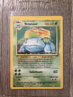 ✅🔥Pokemon TCG Venusaur Base Set Holo Unlimited RARE Card 15/102 MP Condition🔥✅ - Image 1