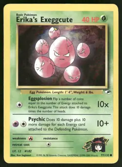 Pokemon Cards Erika's Exeggcute 77/132 UNLIMITED Gym Heroes WOTC Common NM - Image 1