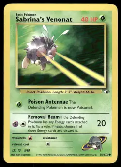 Pokemon Cards Sabrina's Venonat 96/132 UNLIMITED Gym Heroes Common LP *2 - Image 1
